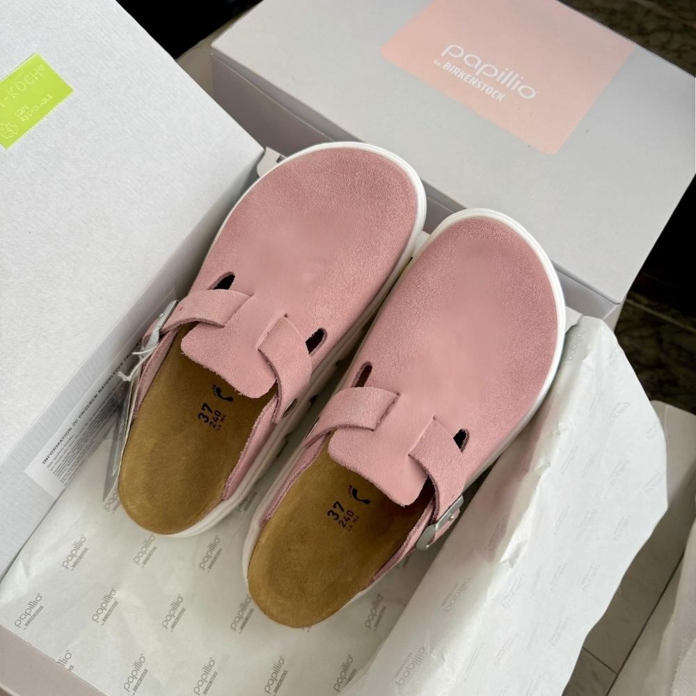 Birkenstock Papillio Pink Narrow Chunky Platform Clog Shoes